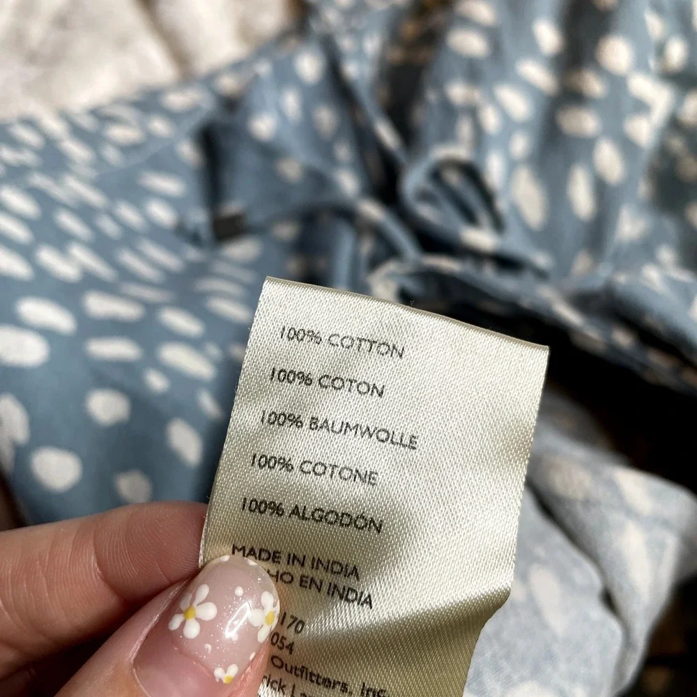 Free People‎ Bennett Blue White Spotted Lace Up High Waisted Cotton Shorts